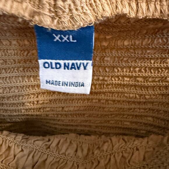 Old Navy Smocked Bodice Tank Top XXL Beige Sleeveless Ruffle Trim Cotton Boho - Picture 4 of 9